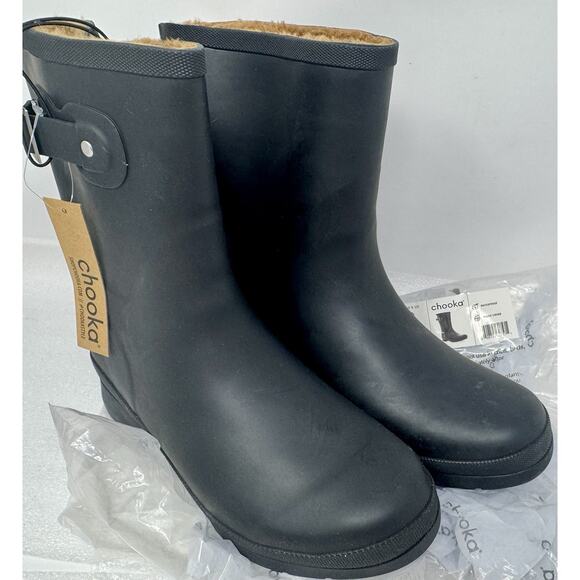 Chooka womens Solid Delridge Mid-Height Rain Boot Black, New In Package - 9 main image 10
